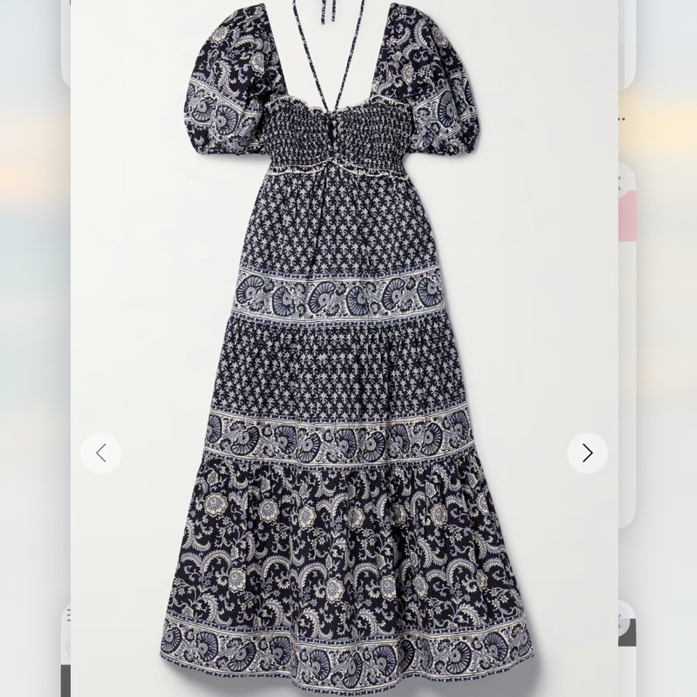 SEA Jasper tiered shirred floral-print cotton-poplin midi dress